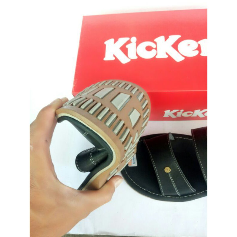 Sandal japit kulit asli pria sol karet lentur 39 40 41 42 43 hitam dan coklat