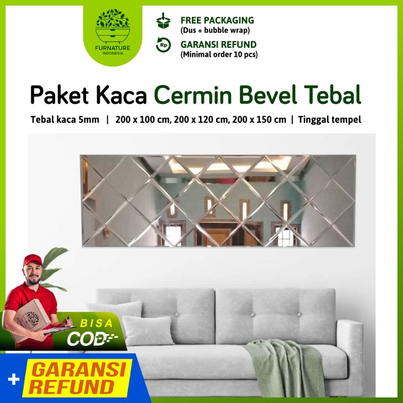 kaca cermin / kaca cermin Bevel / Cermin hias / kaca cermin dinding