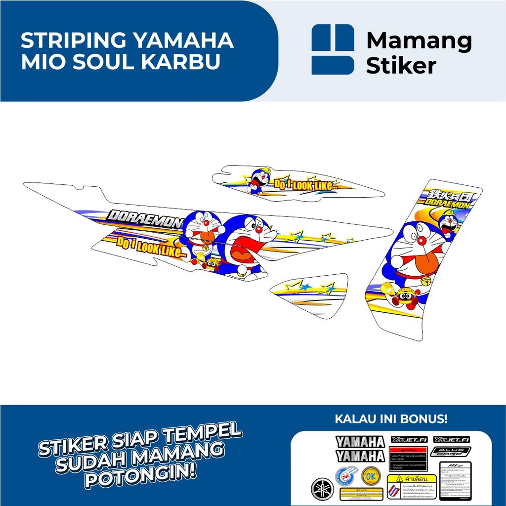 STRIPING YAMAHA MIO SOUL KARBU VARIASI 4 GRAFIS DORAEMON/MIO SOUL KARBU STIKER AKSESORIS ORIGINAL/ST
