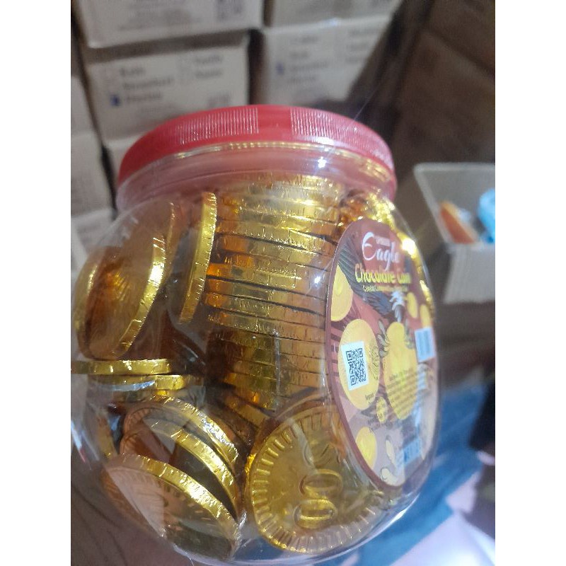 Coklat Eagle bentuk koin toples isi 125 pcs