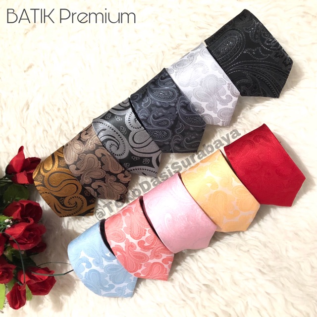 Dasi Panjang Longtie motif batik seri 3  ready biru salem merah pink hitam abu silver dll
