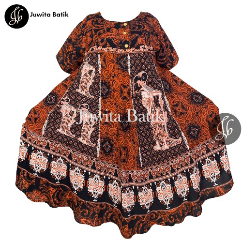 Juwita Batik - Daster Payung Jumbo LD 130 3XL Wayang Klok Pola - Kancing Dada Busui Bumil