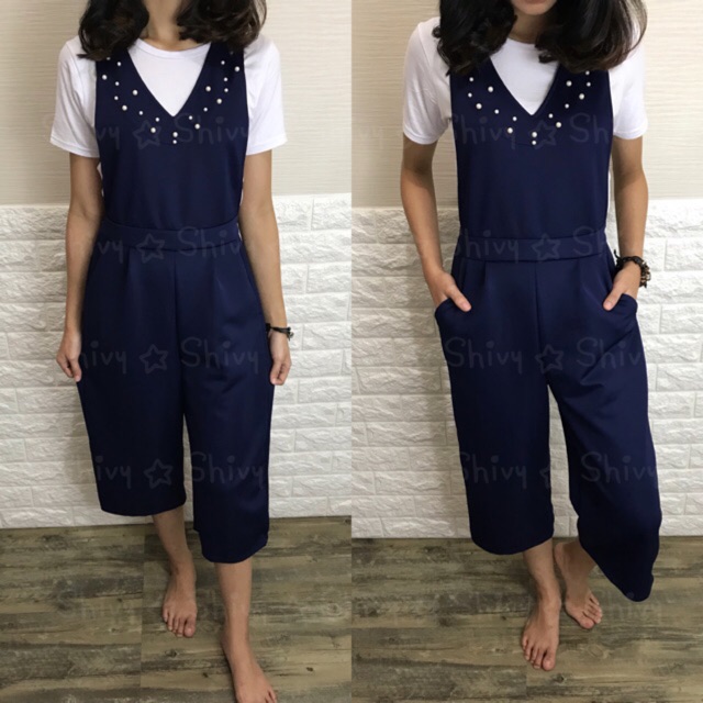 Midi Jumpsuit Pearl 7/8 Overall Kulot Korean Jumpsuit Wanita Trendy