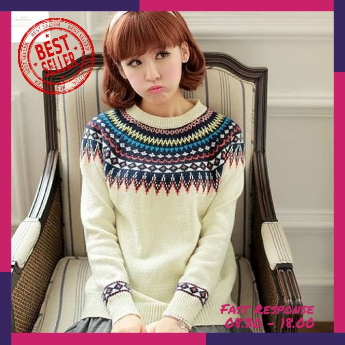 [Sweater Lily Ro] Sweater Wanita Rajut Putih
