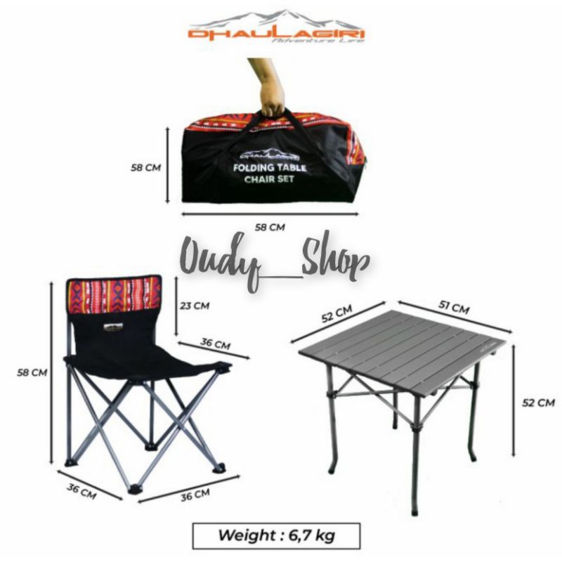 Kursi Meja Lipat 1 Set Folding Table Chair Untuk Family Camping