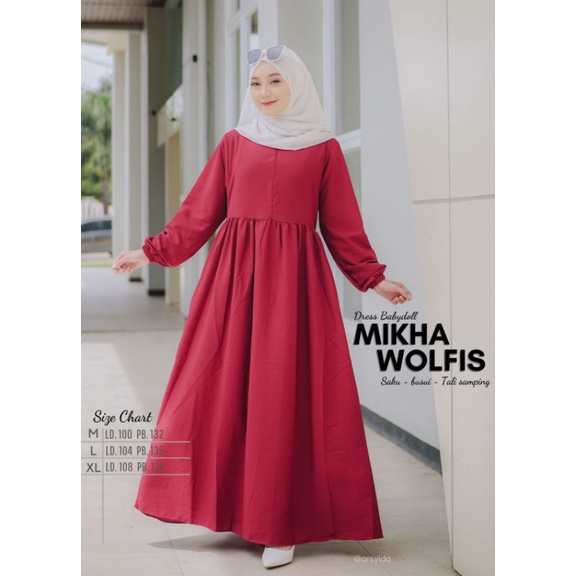 Gamis Wolfis M-XL Basic Babydoll/ Dress Babydoll Wolfis Seri 2