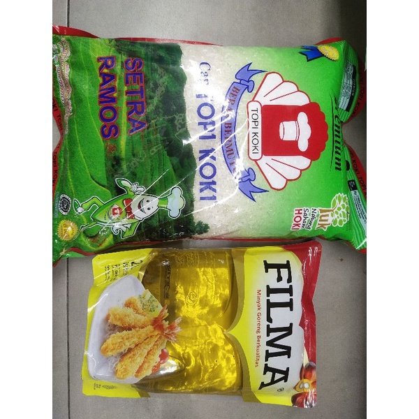 

PAKET BERAS PREMIUM TOPI KOKI 5kg + MINYAK GORENG BRANDED 2lt