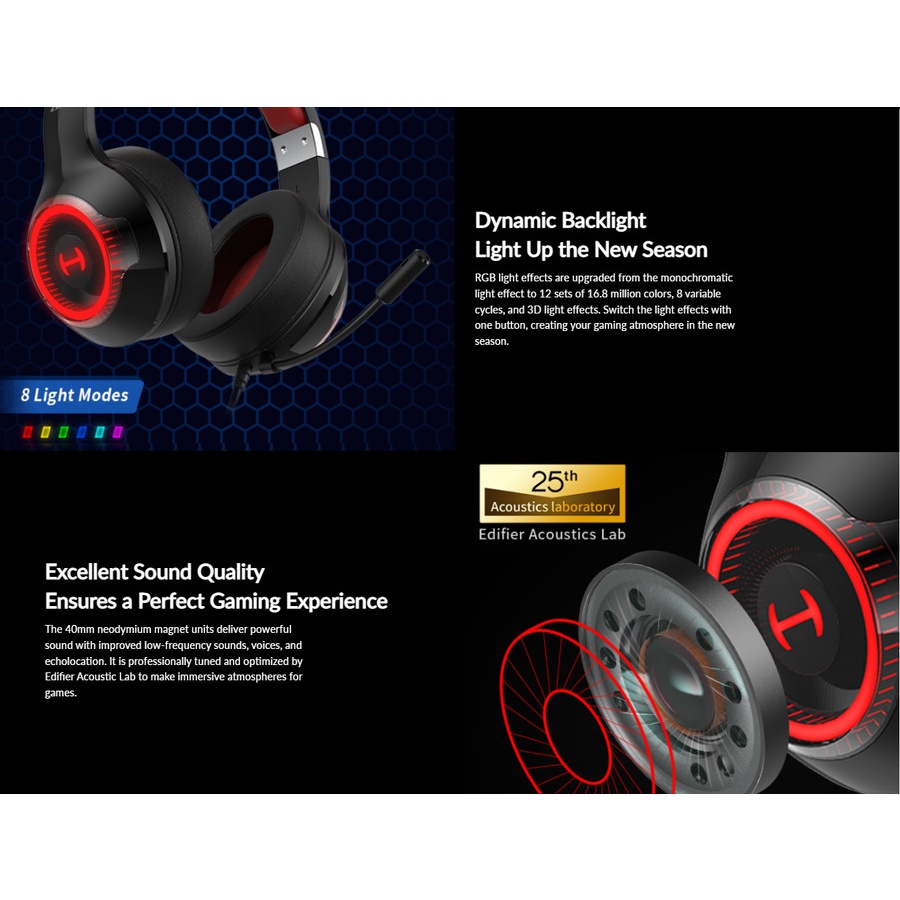 Headset Gaming Hecate Edifier G33 Black 7.1 Surround Sound RGB LED