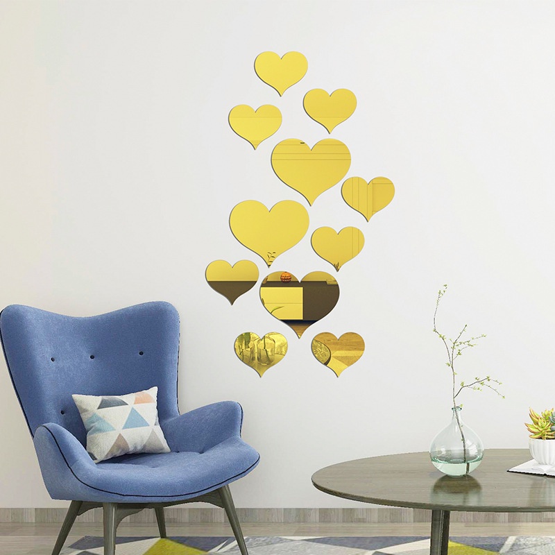 [ Acrylic Love Mirror Self-adhesive  Wall Sticker Decoration for Living Room Home Bathroom Bedroom ]