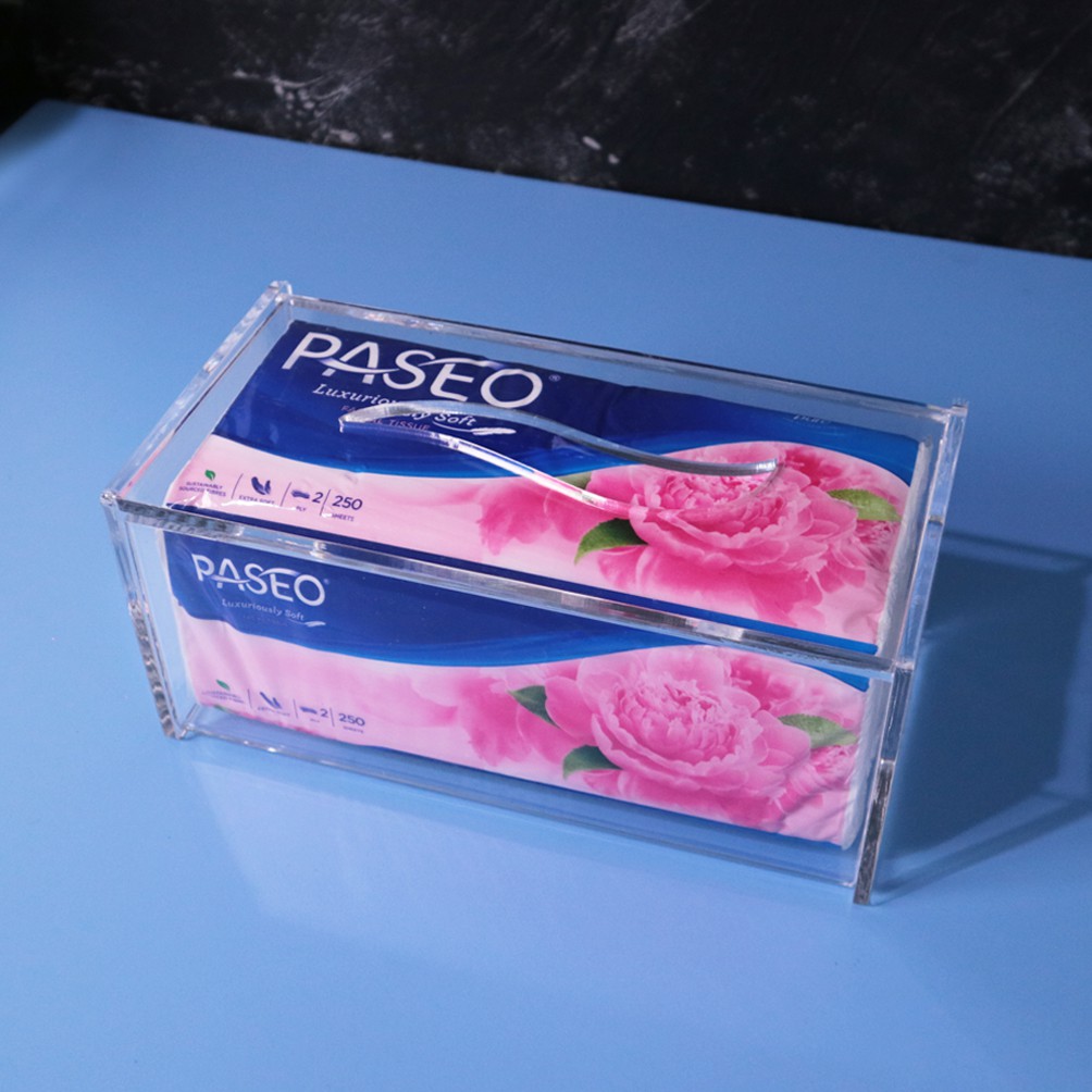 Kotak Tissue Akrilik | Wavy Rectangle | Clear Acrylic Tissue Box