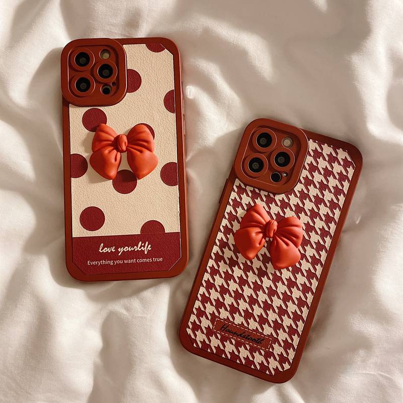 Angel Eyes Red Point Bowknot Soft Case iP iPhone 7 8 14 + Plus X XR SE 2020 XS Max 11 12 13 Pro Max Casing Xiaomi Redmi Note 8 Pro