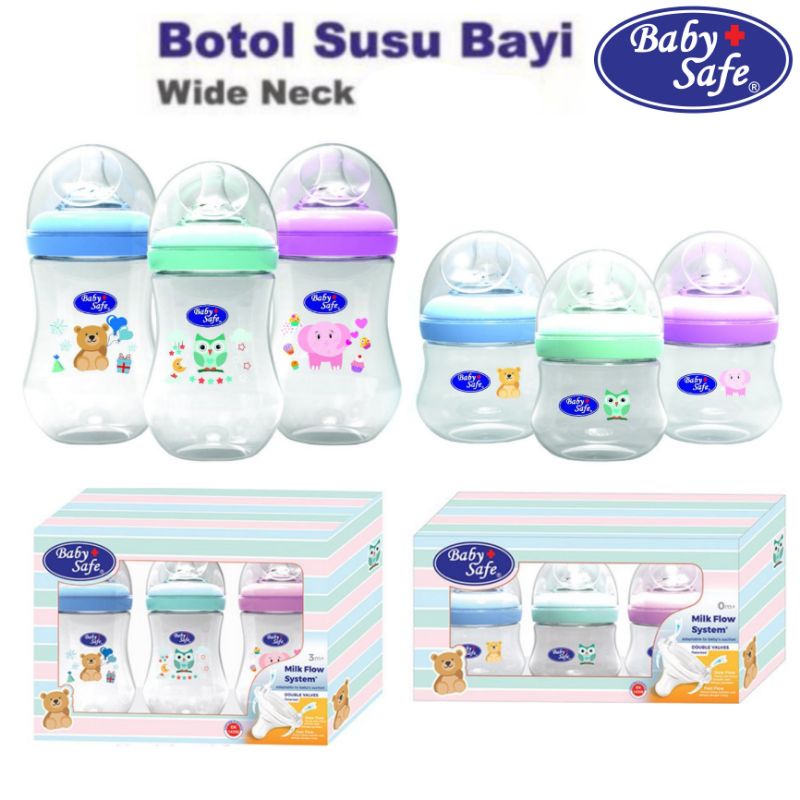 Babysafe Botol Wide Neck Isi 3 125ml / 250ml WNS01 / WNS02