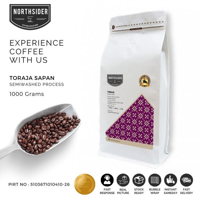 

Biji Kopi Arabika Toraja Sapan Dry Hulled - 1Kg Northsider Coffee -Diskon Sd 50%