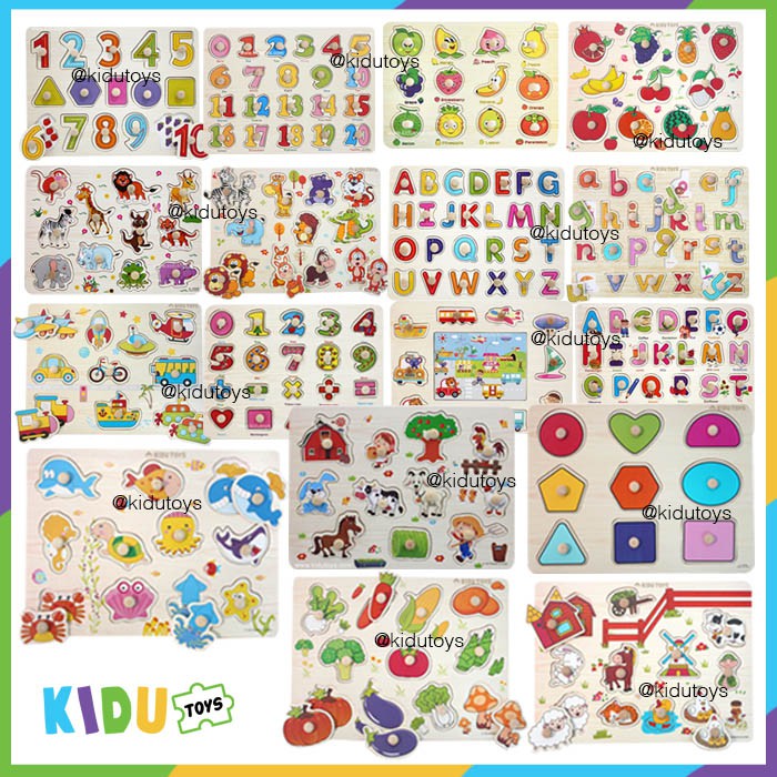 Mainan Anak Puzzle Knob Kayu  Kidu Toys