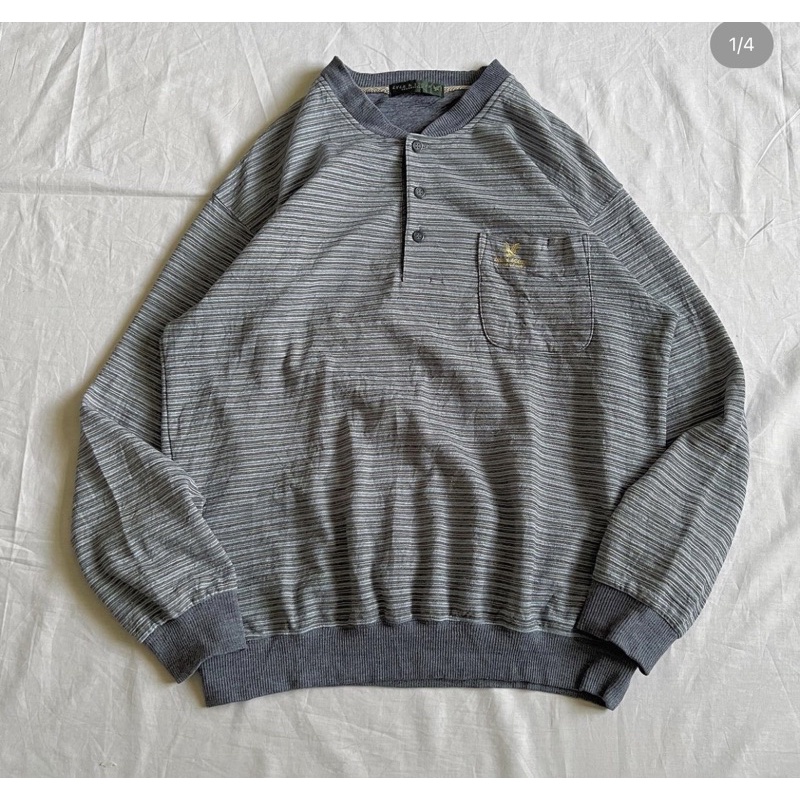 Lyle & Scott Striped Half Button Sweater