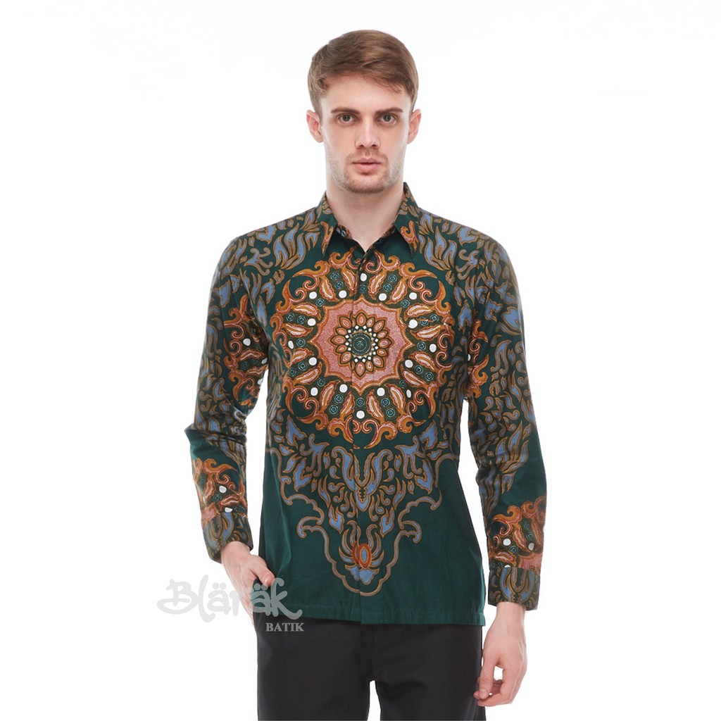 BLARAK - Baju Batik Pria Lengan Panjang Hyang Waton Hijau