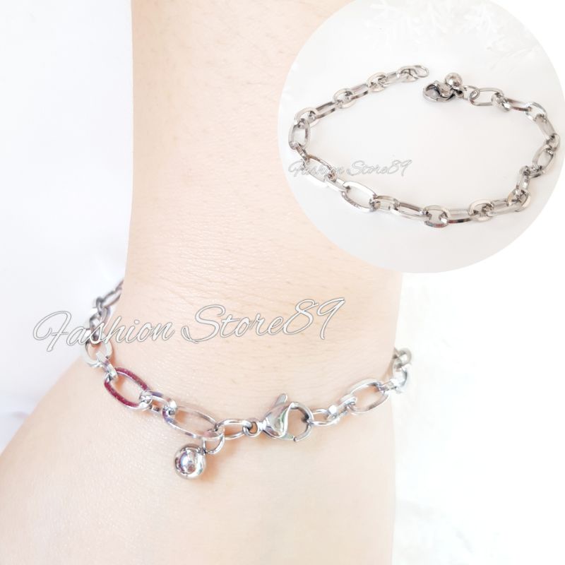 New Gelang Rantai Titanium Gold Silver impor Antikarat Gelang Tangan Gelang Kaki Titanium Rantai Simply Antikarat impor Bestquality Fashion Girls Bestseller