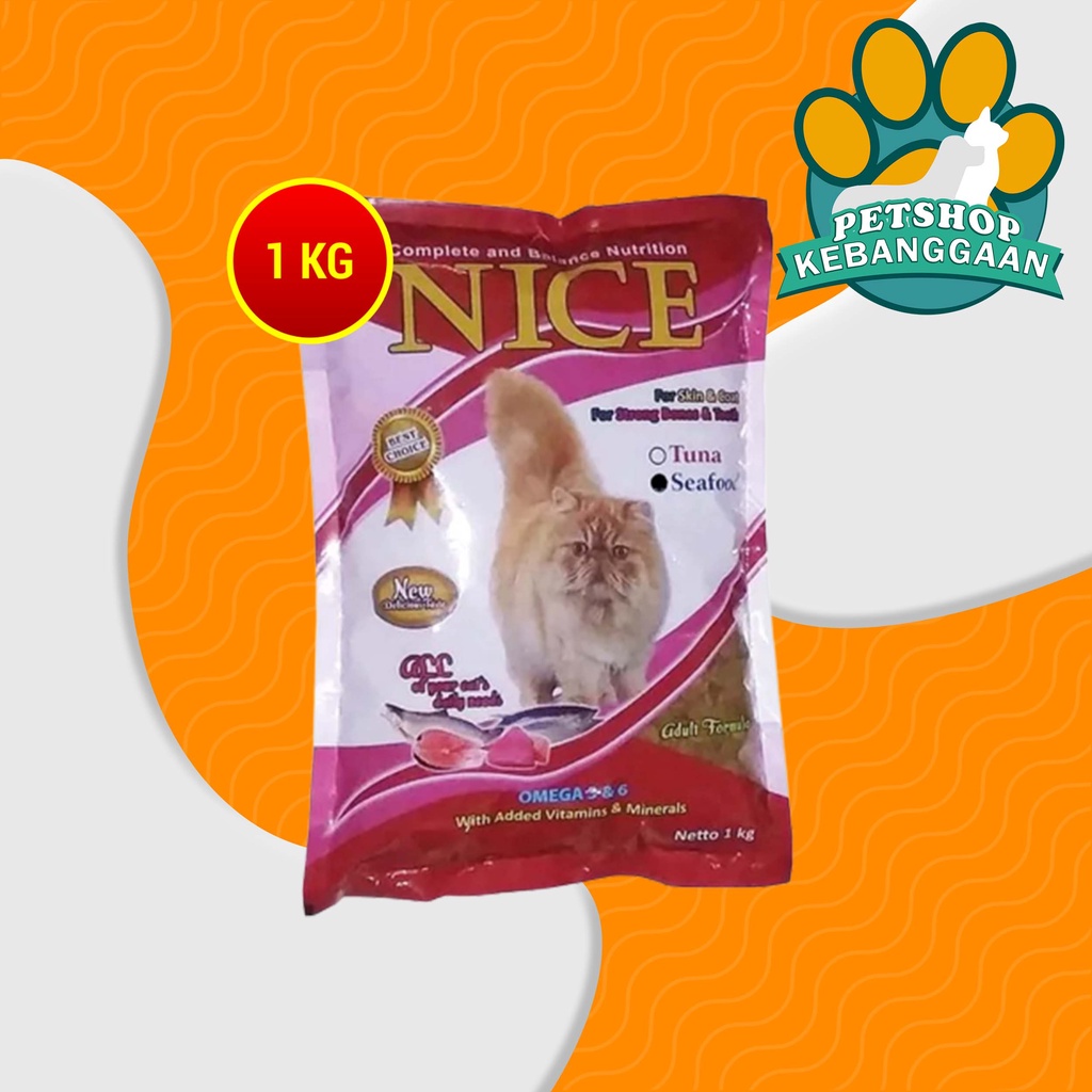 Makanan Kucing Murah Nice Cat food Repacking Seafood 1 Kg bolt