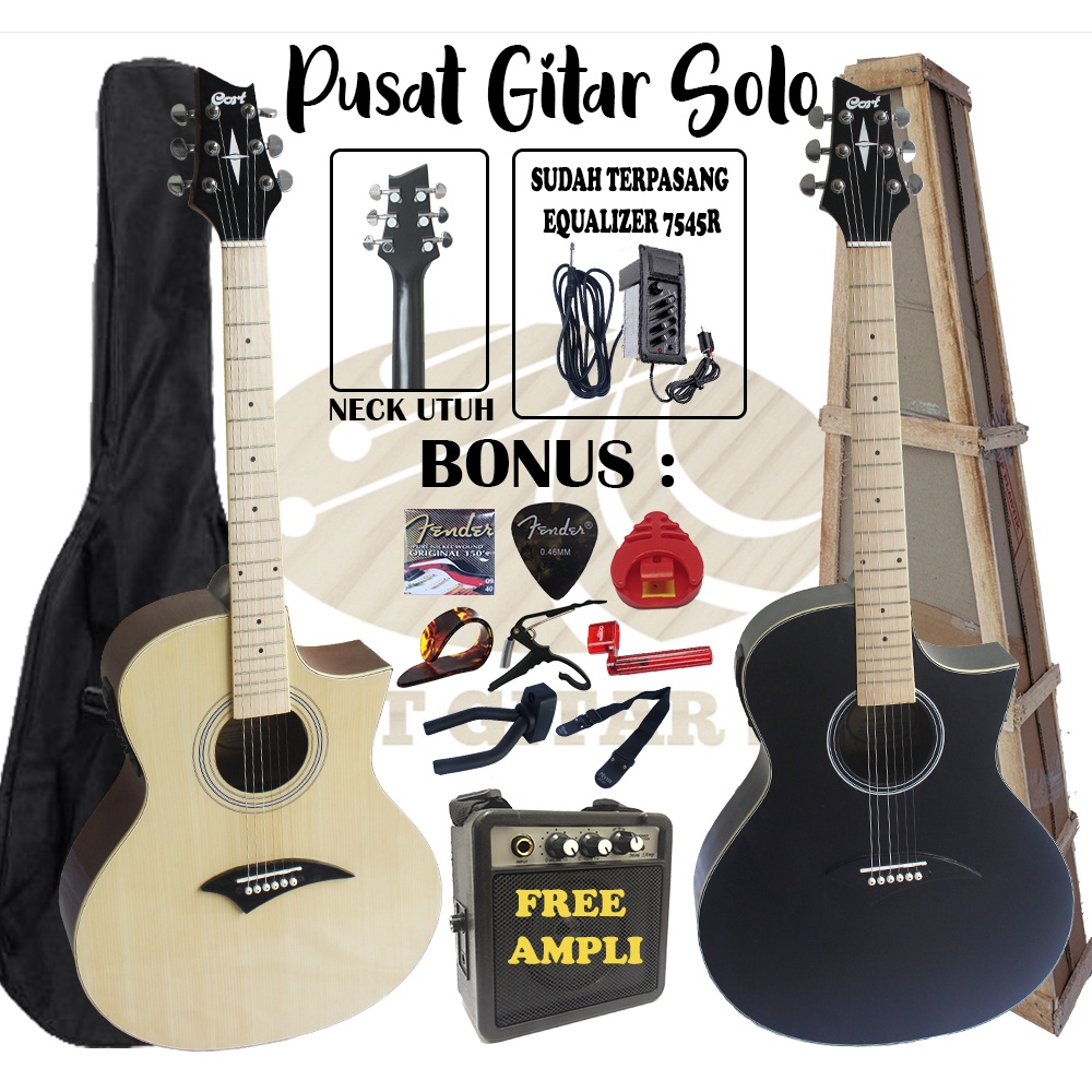 Gitar Cort Akustik Double Run Neck Utuh Terbaru