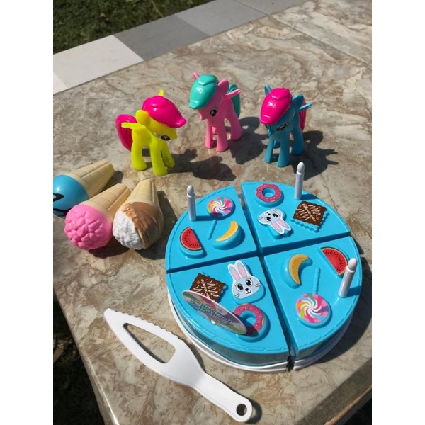 Mainan Kue Ulang Tahun free Pisau Kue Dan Krim Pony Ice