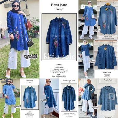 TUNIK JEANS PREMIUM / 19.7 / ZOEL KELLY REGGA NATTA KIKKO MEINA ILLONA KRIWILS POLLOW AMARIN FLOWA / ALLSIZE FIT TO XL / KEMEJA WANITA / INGGITA