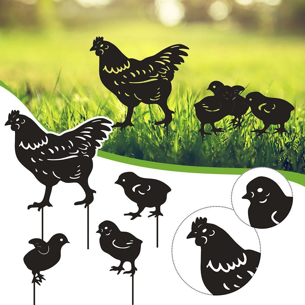 4pcs / Set Ornamen Patung Siluet Anak Ayam Untuk Dekorasi Halaman Rumput Taman Luar Ruangan