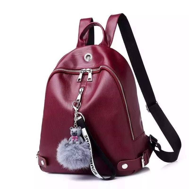 GT 1337 RISCE TAS RANSEL KULIT GANTUNGAN POM-POM IMPORT WANITA CEWEK PEREMPUAN JAKARTA BATAM EL 862