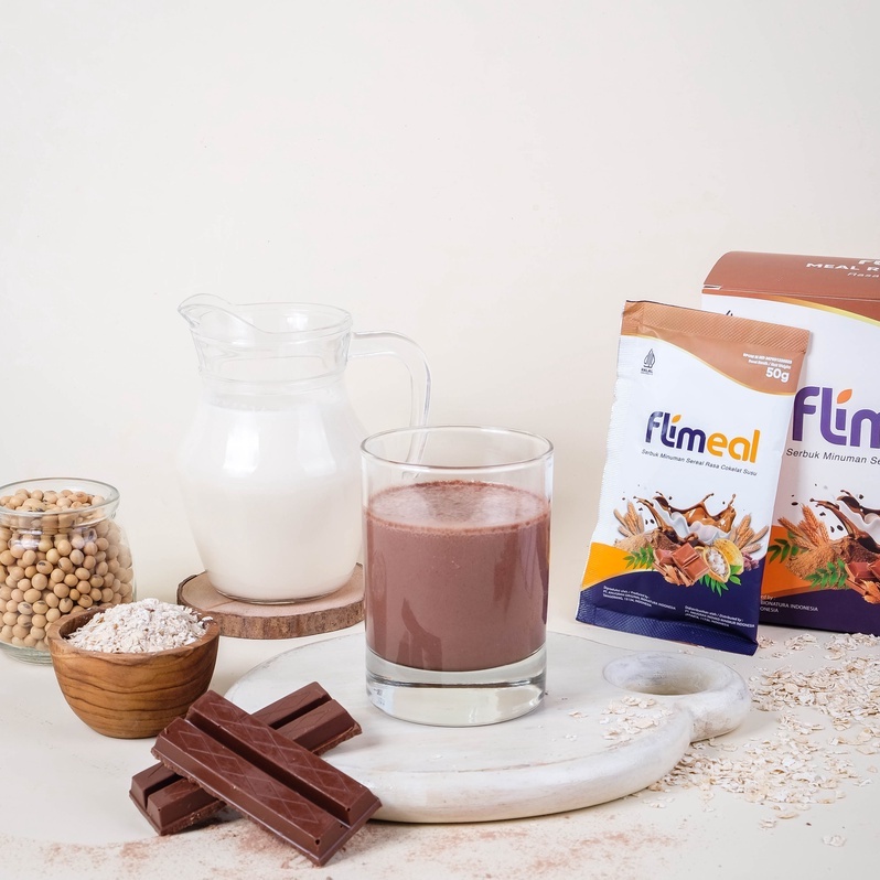 Flimeal by Flimty Meal Replacement Rasa Cokelat Coklat Susu Choco Milk isi  1 BOX 12 sachet 600 gram Pengganti Makan Cocok untuk Program Diet