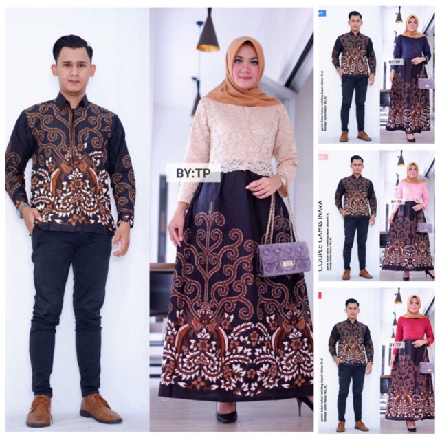 Zola_Batik Batik Couple Gamis Brokat Lengan Panjang Inara - Syahrini Barack - Lemah Teles