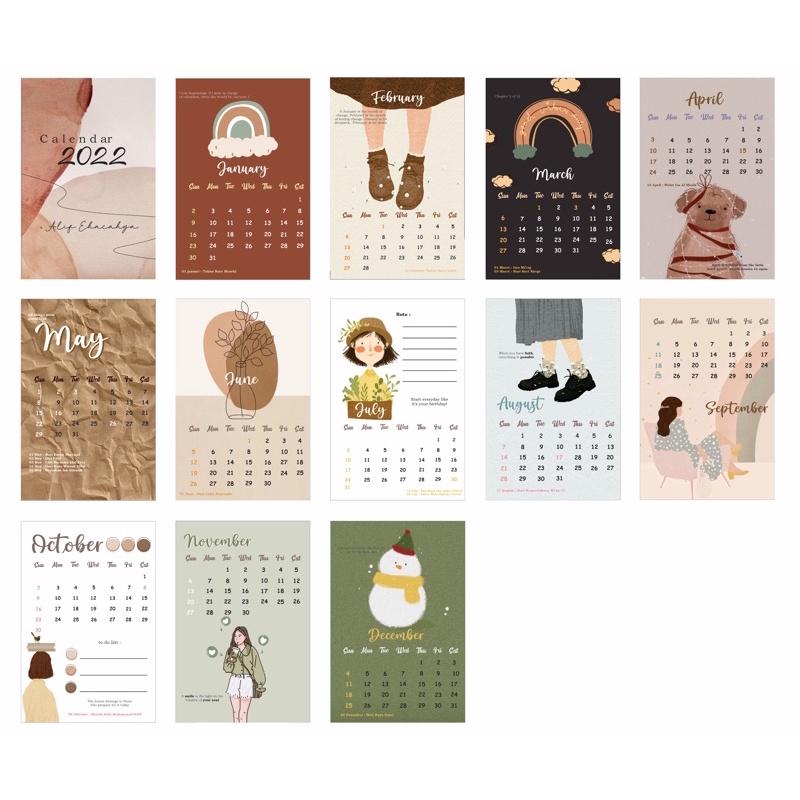 

Kalender Aesthetic 15x21cm (free request nama di cover)