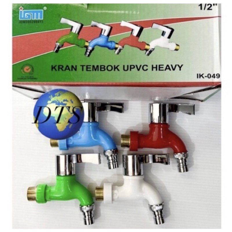 Kran Tembok PVC IGM WARNA 1/2 3/4 Taman KepalaCrom HeavyDuty DratKuningan - Kran Plastik 1/2 3/4 Warna warni Ujung Drat Selang - Kran Tembok Plastik - Kran 1/2 3/4 Tembok uPVC Heavy Duty IGM IK-049