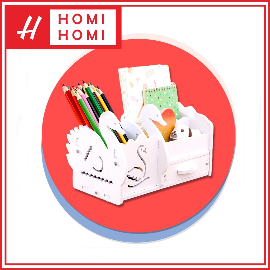 HomiHomi Rak Kosmetik Kayu WPC Kotak Tempat Make Up Skincare 1 Laci DS028 Tahan Air