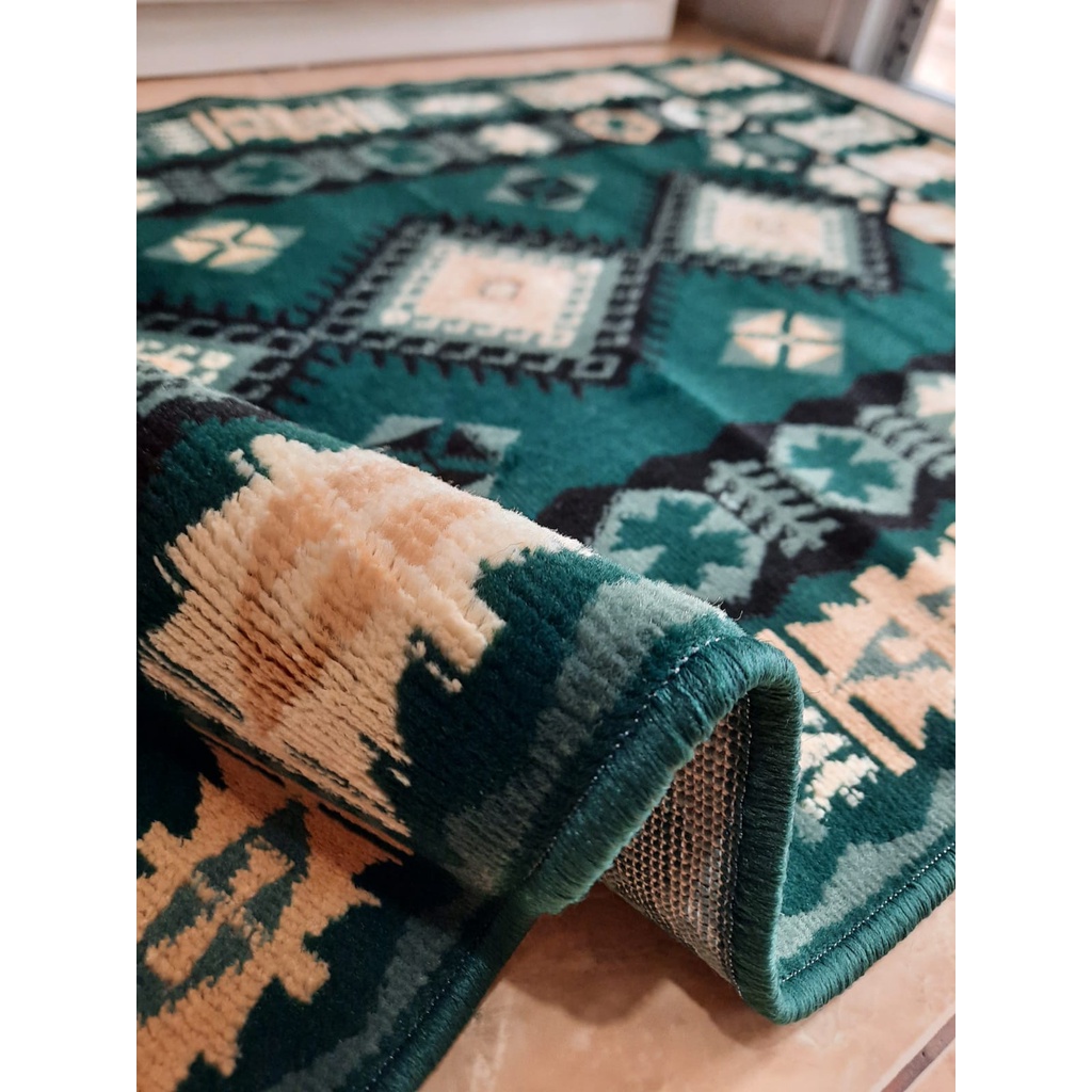 KARPET MIRZAE 100 X 150 MZ07 GREEN Karpet Lantai Hijau, Permadani Bulu Tebal-6