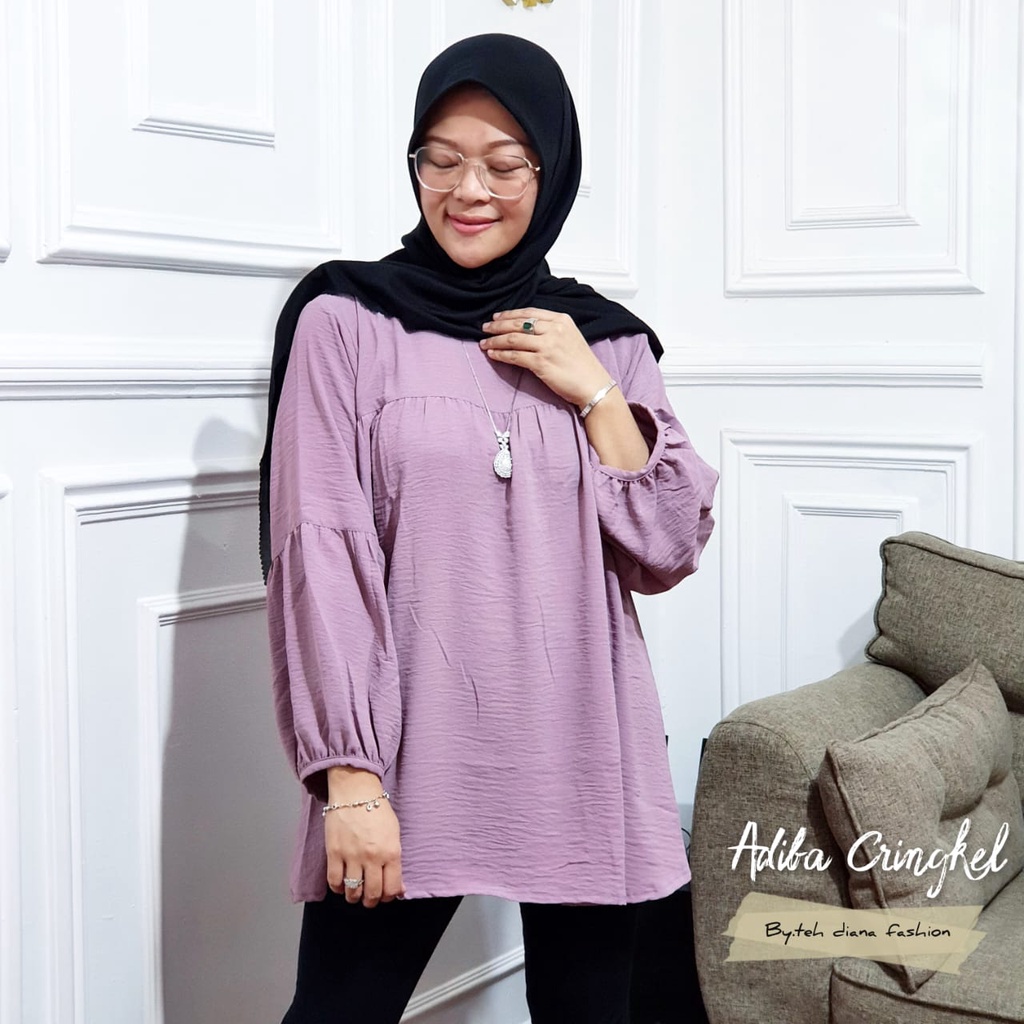 Atasan Wanita Jumbo / Baju Atasan Wanita Jumbo / Blouse Wanita Jumbo Model Adiba Crinkle Ld 124 Cm-5