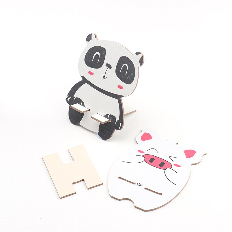 Dudukan Handphone Universal Stand Phone Holder Bahan Kayu Karakter Kartun Lucu Isi 3Pcs