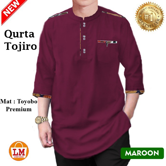 TERMURAH TERLARIS LMS Baju Koko Pria Muslim QURTA TOJIRO bahan Toyobo Premium 23151 23153 23155 23157