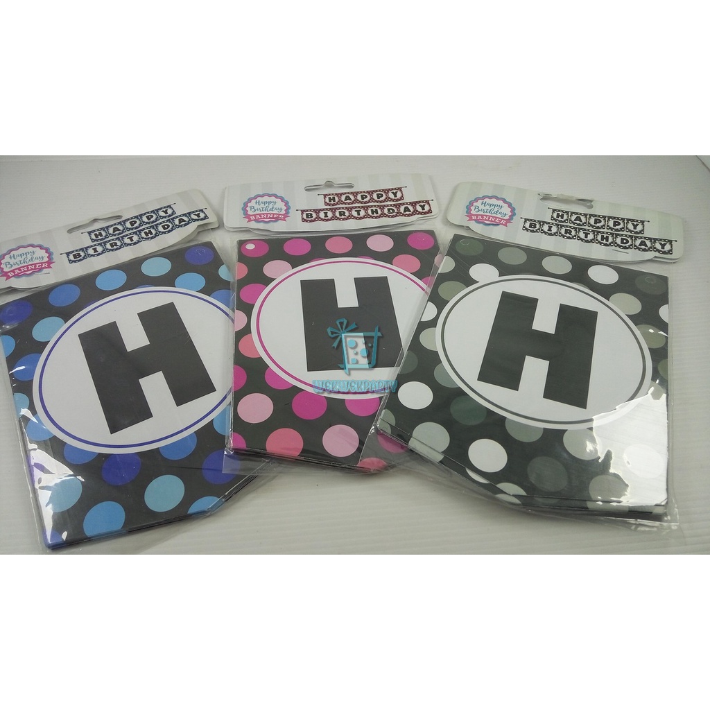 Banner Gantung Tulisan HAPPY BIRTHDAY Polkadot New Series