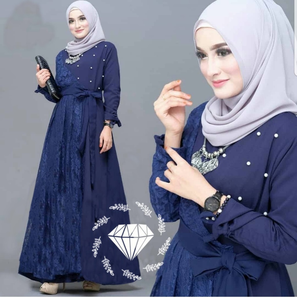 LILIA MAXI DRESS PESTA WANITA / PAKAIAN KASUAL WANITA HIJAB / GAMIS WANITA LD106cm