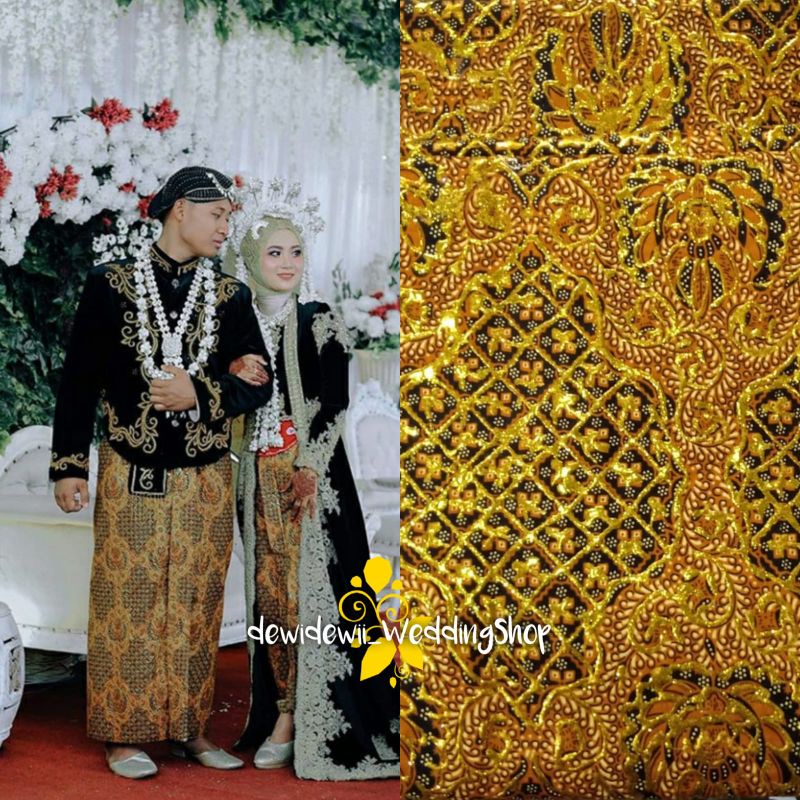 1set Jarik + Blangkon Pengantin, Motif Buntal Melati