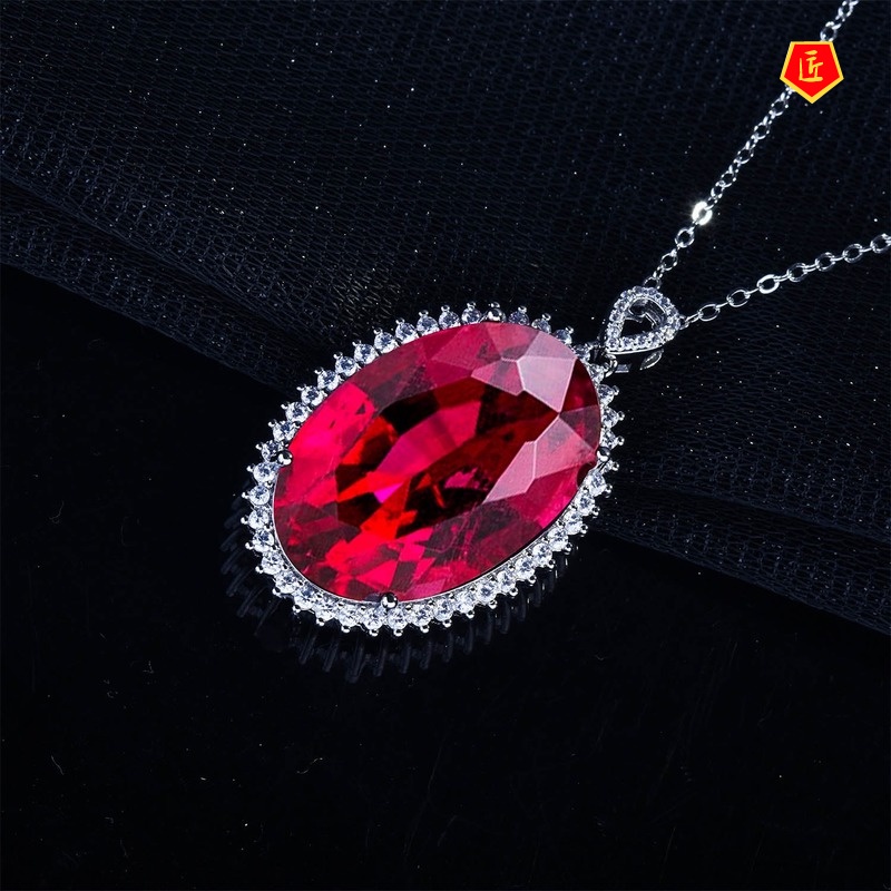 [Ready Stock]Fashionable Elegant Ruby Necklace for Women European and American Luxury