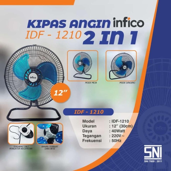 KIPAS ANGIN BESI 2 IN 1 INFICO 12 INCH