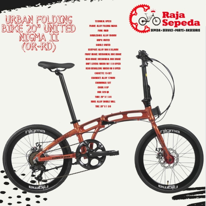 SEPEDA LIPAT URBAN FOLDING BIKE 20 INCHI UNITED NIGMA II (OR-RD)