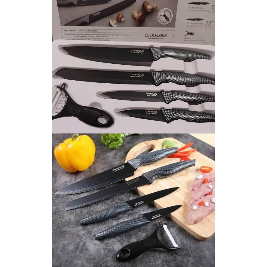 Promo Pisau Dapur 1 Set Isi 5 Macam (lock & Lock Kitchen Knife Set)