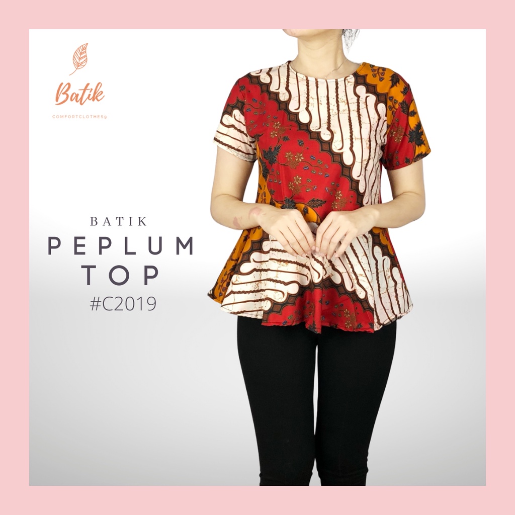 COMFORTCLOTHES9 - [ REAL PICT] ATASAN BATIK WANITA  PEPLUM  SIZE M,L,XL BAJU BATIK WANITA-#C2019