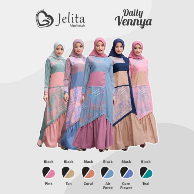 Gamis katun Daily Vennya by Jelgant Jelita muslimah