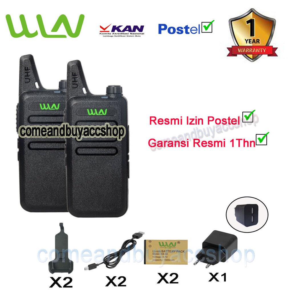 Walkie Talkie WLN HT Two-Way Radio KD-C1 (ISI 2 PCS) Tanpa Dekstop-Batrai 1500 mAh