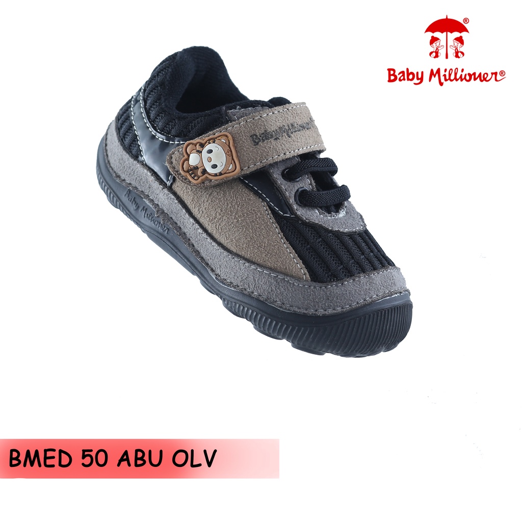 Baby Millioner BMED 50 ABU OLV / sepatu anak kecil / sepatu bayi / sneaker bayi