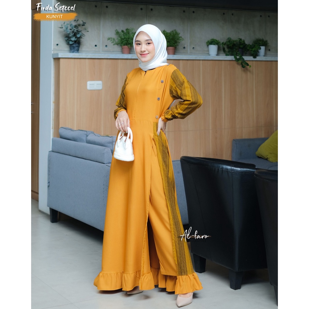 LONGDRESS SISKA FIRDA SET CELANA ORIGINAL Alfaro al faro setelan terbaru modis ootd fashionable muslim muslimah baju trendy kerja wanita polkadot