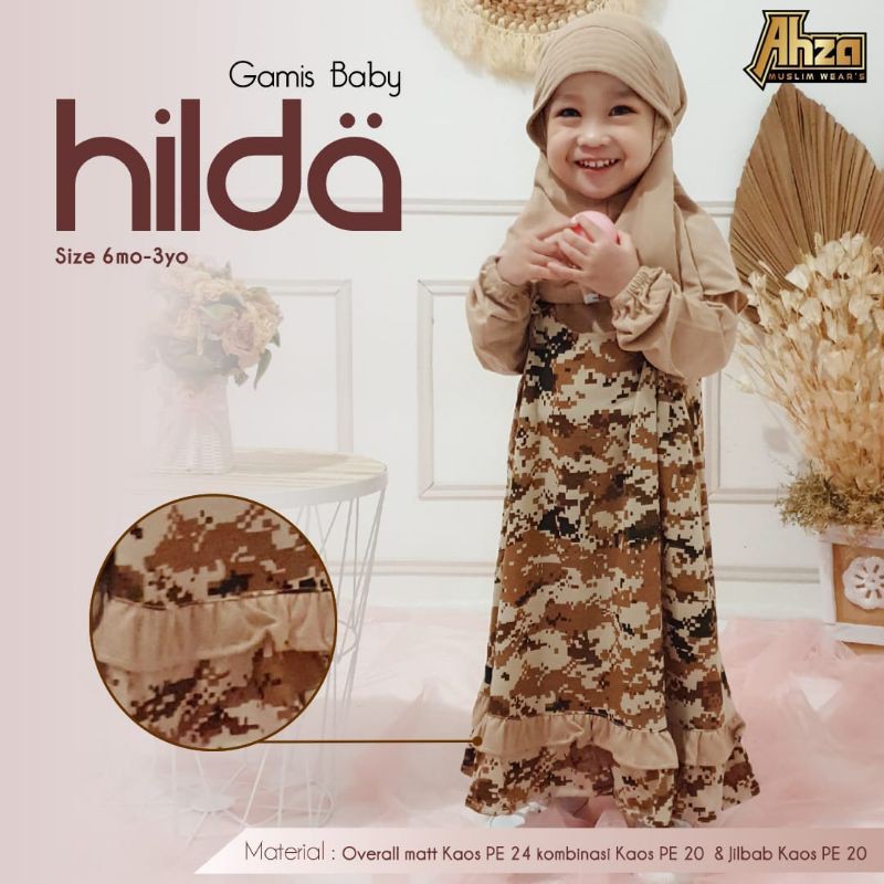 Set gamis bayi batita Hilda ori by Ahza/gamis anak set jilbab