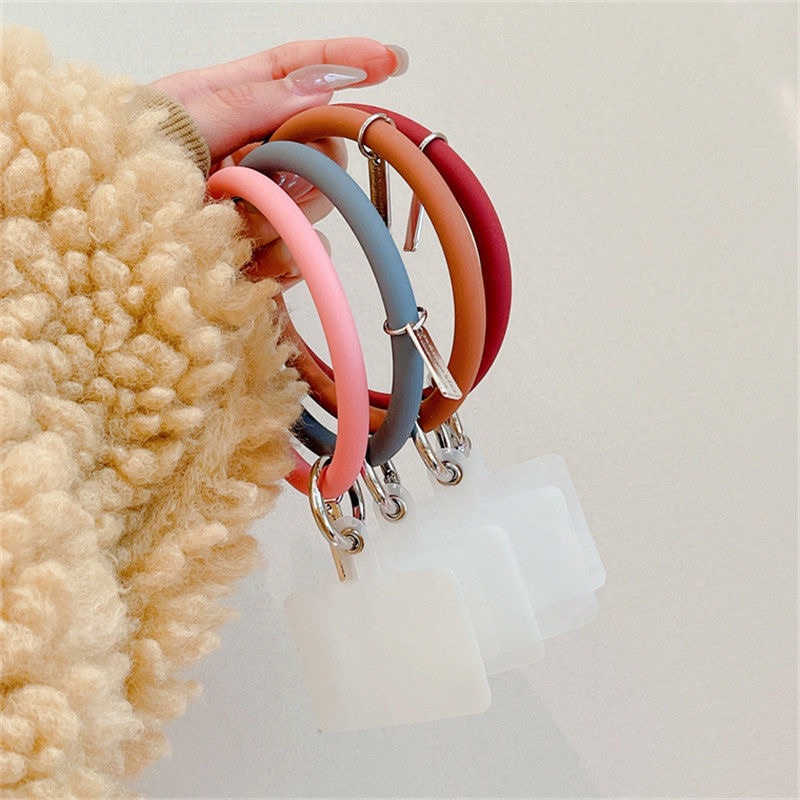 Tali Lanyard Anti Hilang Bahan Silikon Warna Macaron Untuk Gantungan Kunci / Handphone Universal